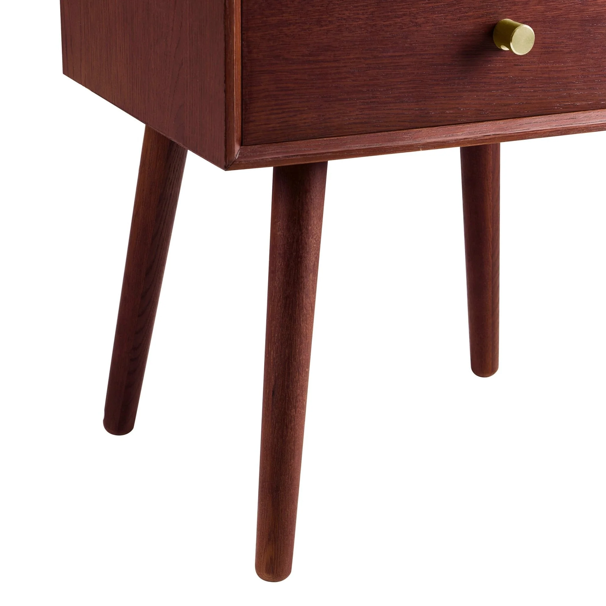 Oak 2 Drawer Bedside Table - Cherry Wood