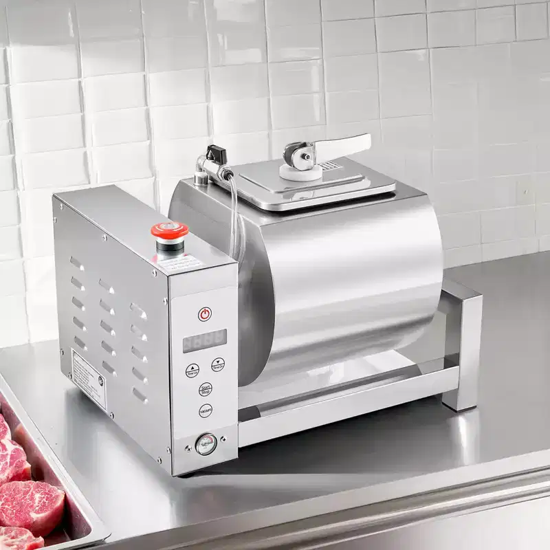 VEVOR Meat Tumbler Marinator, 10L Vacuum Tumbler Marinating Machine with Automatic Bidirectional Rotation, Silver