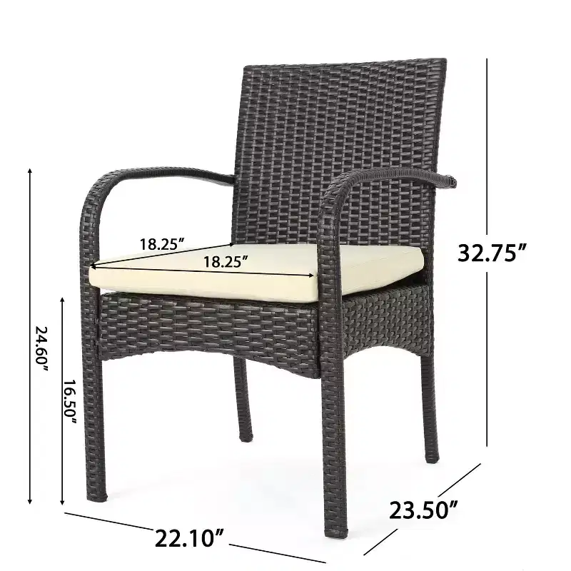 GDFStudio Dion Outdoor Wicker 5 Piece Dining Set with Cushions