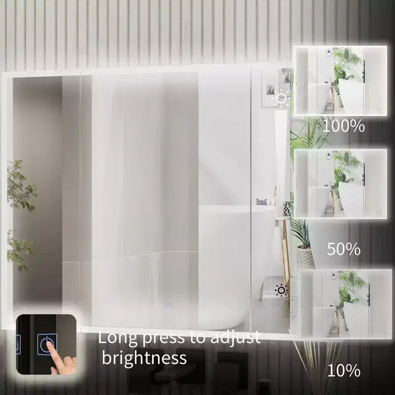 LED Lighted Medicine Cabinet with Defogging Function, Adjustable Lighting & Ample Storage for Bathroom