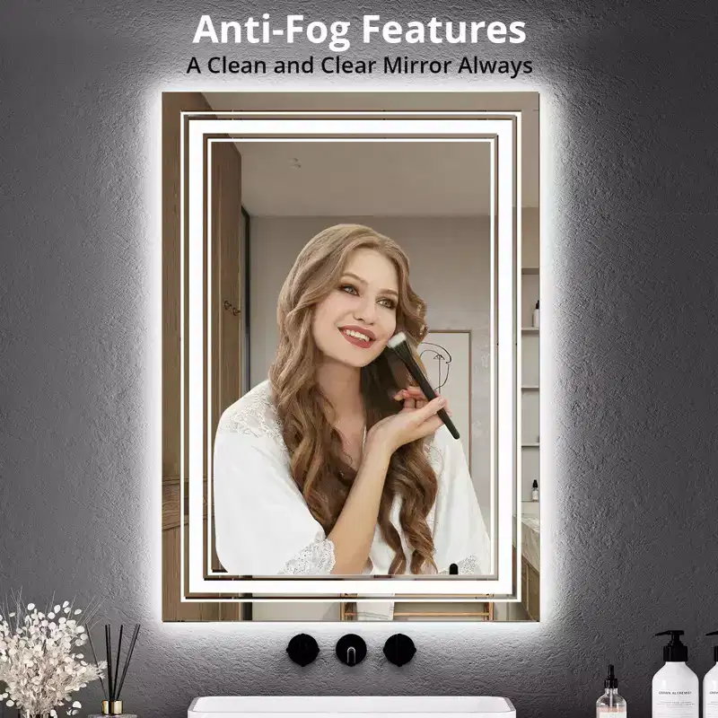 LED Backlit & Front-Lit Bathroom Mirror with Anti-Fog & Dimming