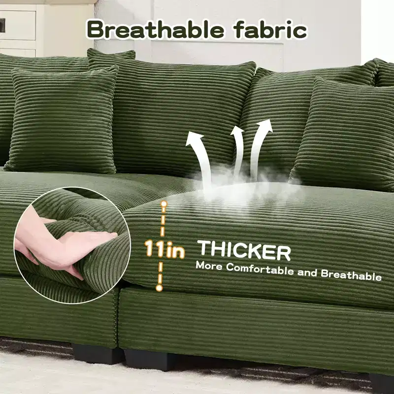 Oversized Cloud Modular Sectional Couch,Convertible Sectional Couches Deep Seat Extra-Wide Armrests