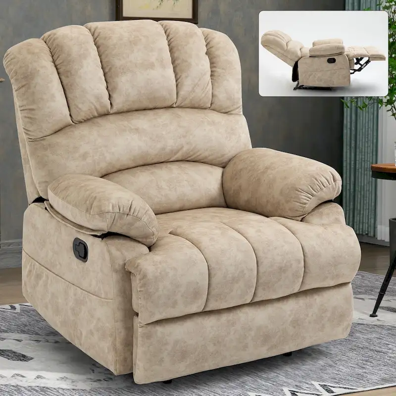 Extra-Large Manual Recliner Chair with Fabric Upholstery