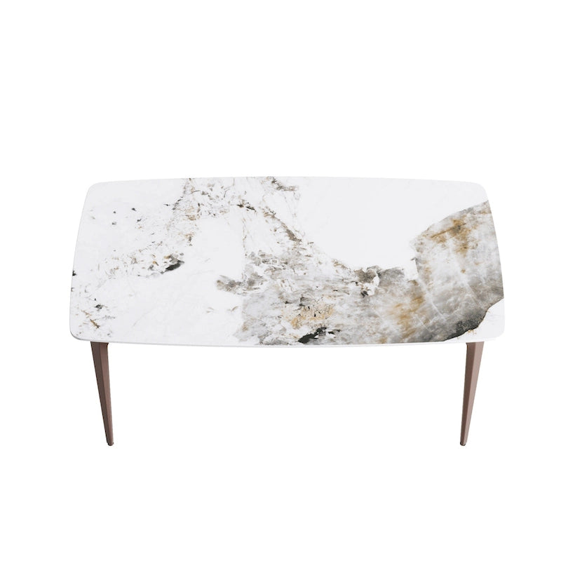 White & Black / Purple / Gold Sintered Stone Top Dining Table with Metal Legs for 4–6 Person