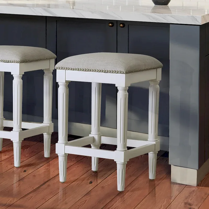 Manchester Solid Wood Square Upholstered Seat Bar Stool