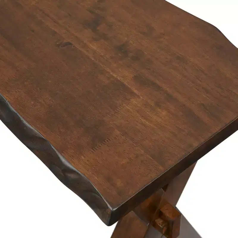 Buylateral Mandeville Rustic Live Edge Solid Wood Dining Bench Walnut: Wood Frame, Rectangular, Seats 2, Varnished Finish