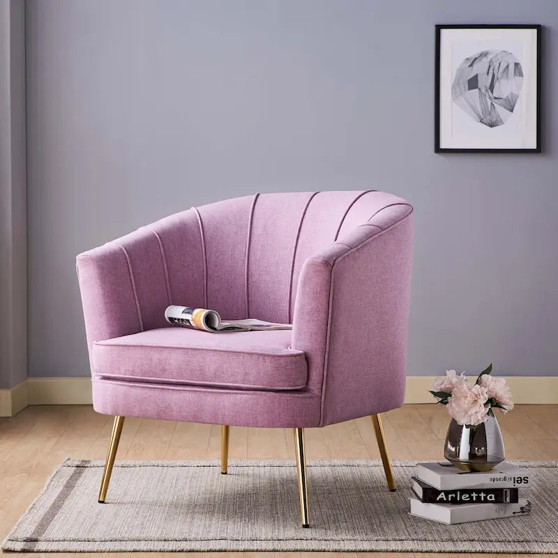 Contemporary Upholstered Accent Chair – Blue / Pink / Orange / Lilac / Green / Purple, Mid-Century Style, Seats 1