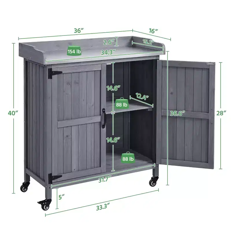 Yaheetech Outdoor Garden Potting Bench Table with Cabinet