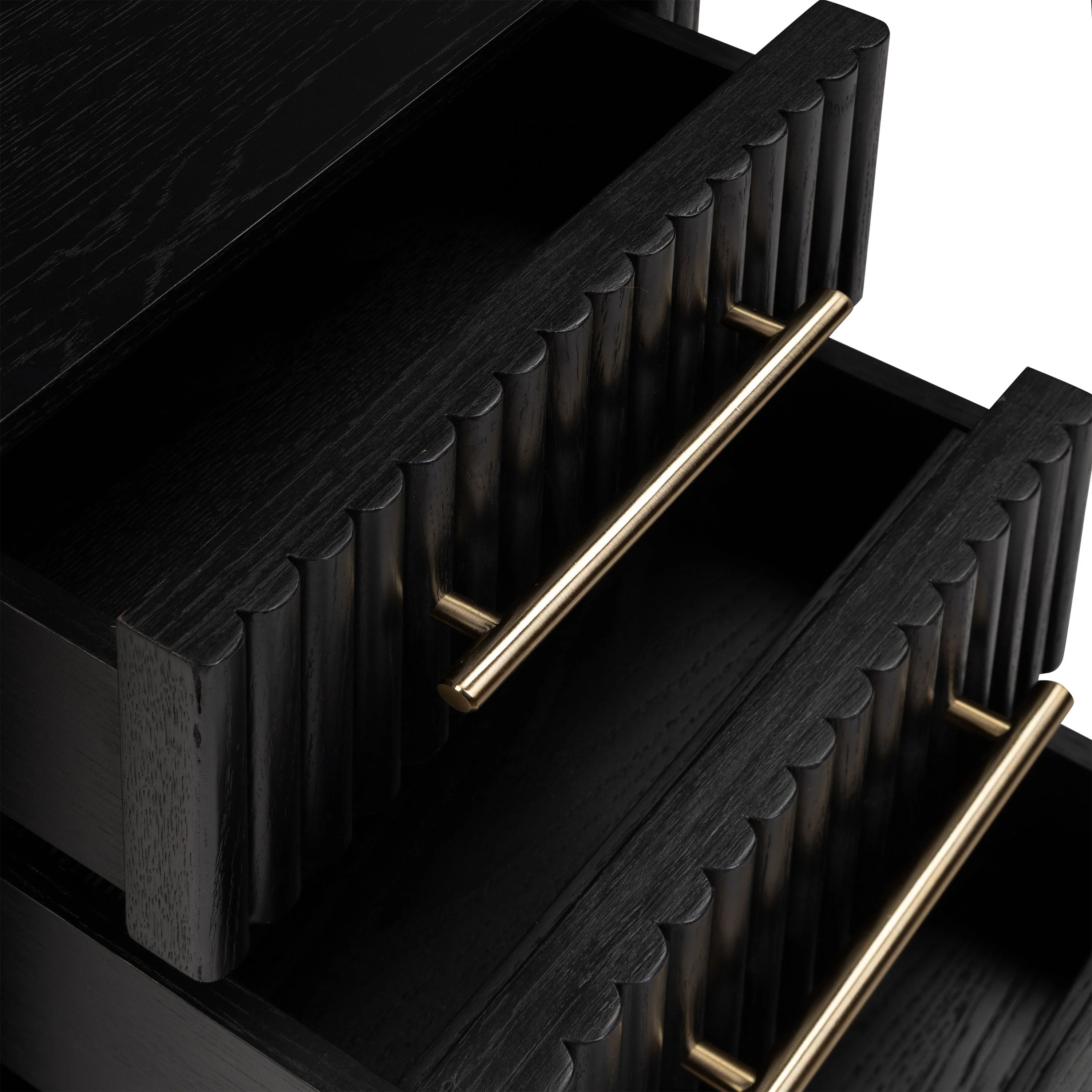 Modern Black Nightstand with Solid Oak Frame for Bedroom