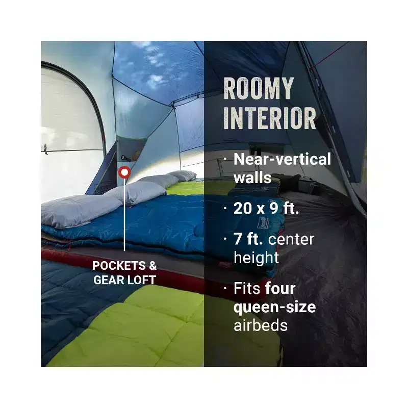 Coleman Skydome 12-Person Camping Family Tent - Blue XL