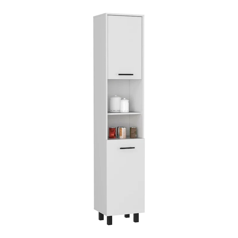 Pantry Cabinet with Three Interior Shelves, White Finish