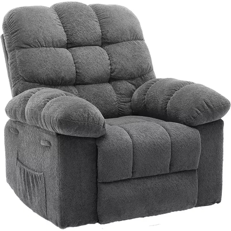Manual recliner, ergonomic breathable fabric recliner with side pockets, single sofa, suitable for living room bedroom