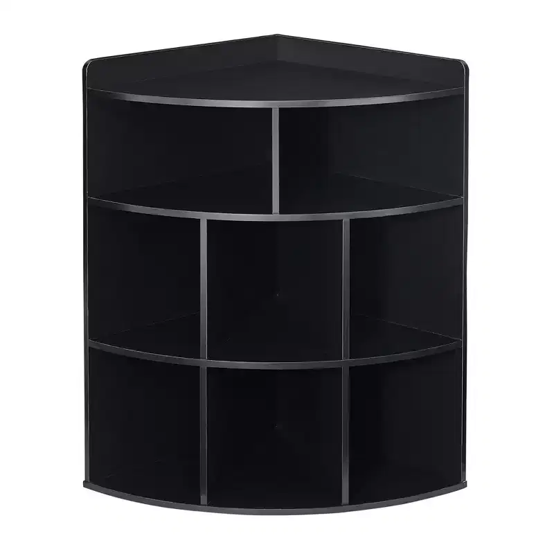 VECELO Corner Cabinet, 3-Tier Cube Storage Organizer, Triangle Bookcases with 8 Cubbies