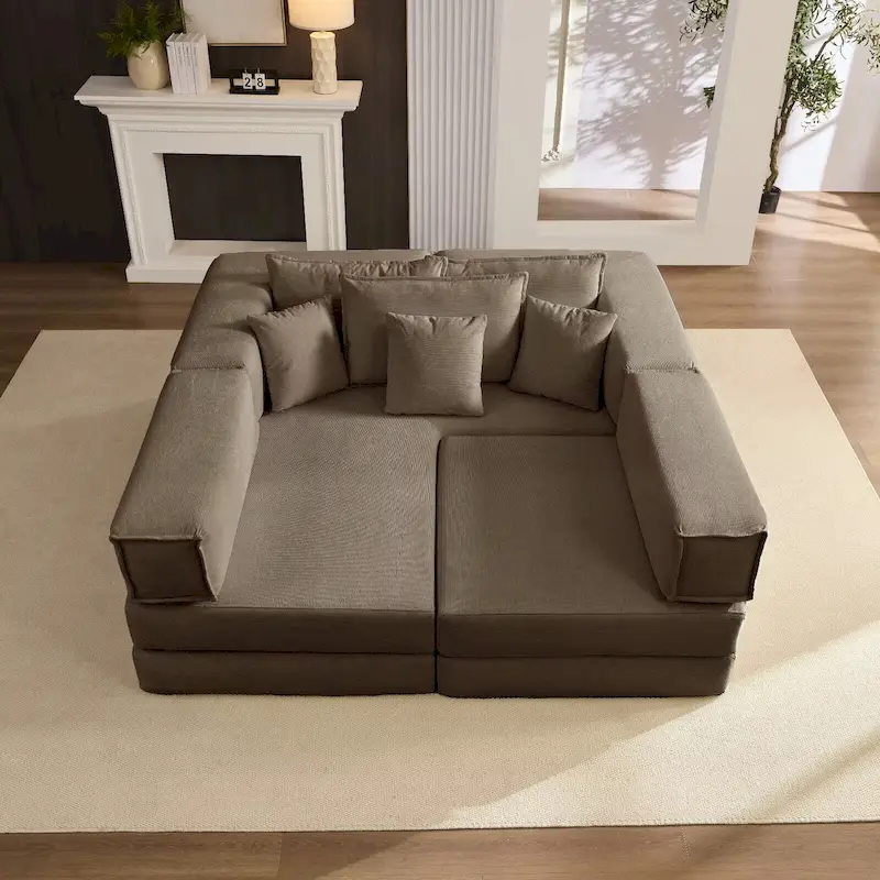 118.2 Oversized Upholstered Sectional Sofa, DIY Corduroy Sofa