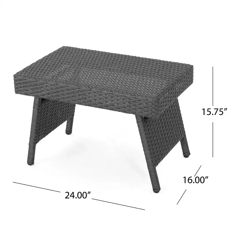 GDFStudio Olivia Outdoor Wicker Folding Adjustable Chaise Lounge and Table Set