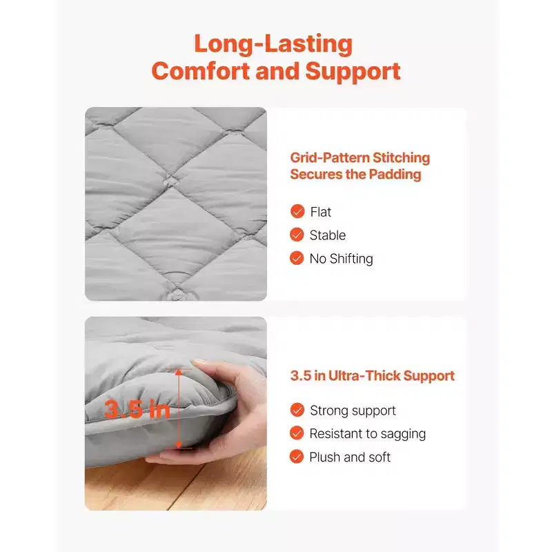 VIYET Queen 80 Camping Sleeping Pads - 9-Layer Foldable with Storage Bag & Fastener,Gray