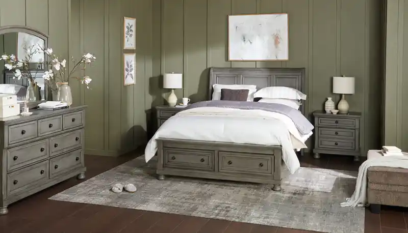 Platform Storage Bed with Headboard & Frame