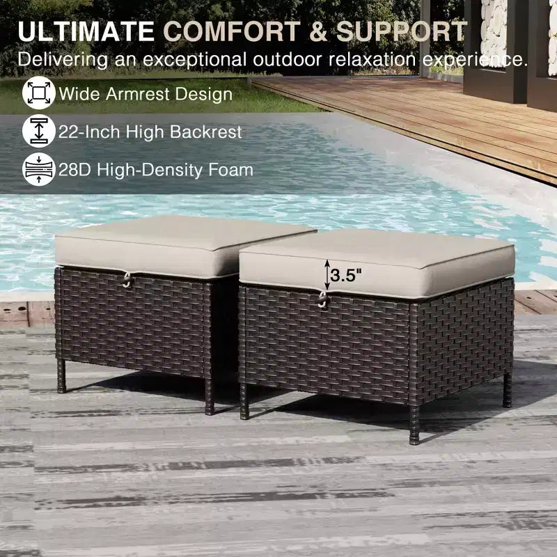 UPTIOT Outdoor Patio Set with Sofas, Swivel Chairs, Ottomans, and Side Table