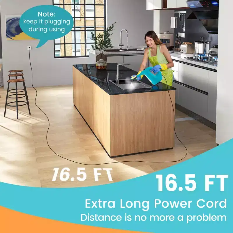 Costway 1400W Multipurpose Handheld Steam Cleaner Steam Mop with 14 Accessories Blue/Green
