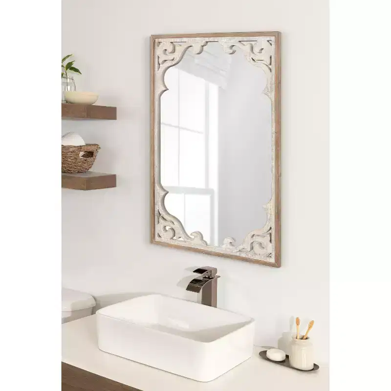 Kate and Laurel Shovali Framed Wall Mirror, 22x34, Rustic Brown