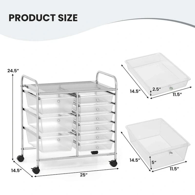 9 Drawer Rolling Storage Cart Mobile Drawer Carts Utility Cart