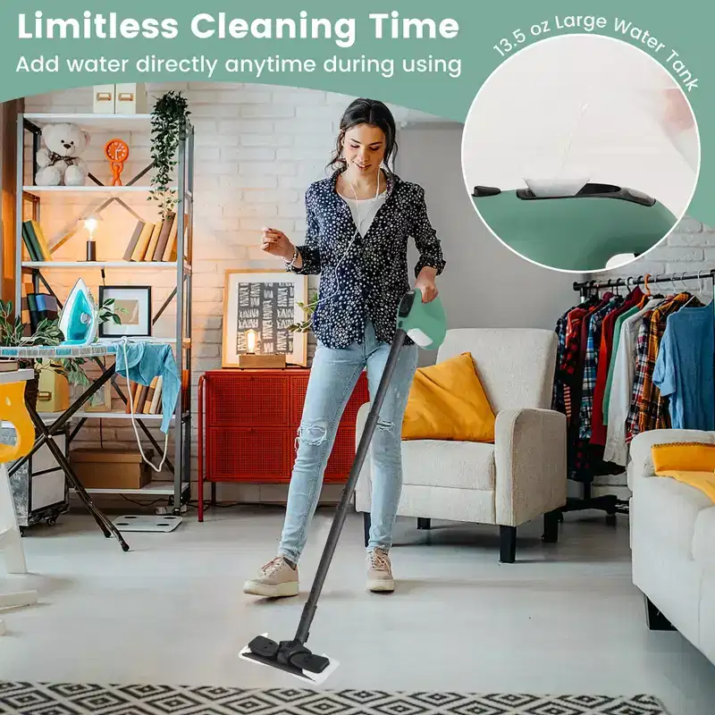 Costway 1400W Multipurpose Handheld Steam Cleaner Steam Mop with 14 Accessories Blue/Green