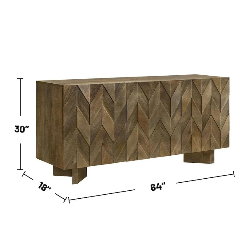 3 Doors Dining Sideboard Server in Mango Brown