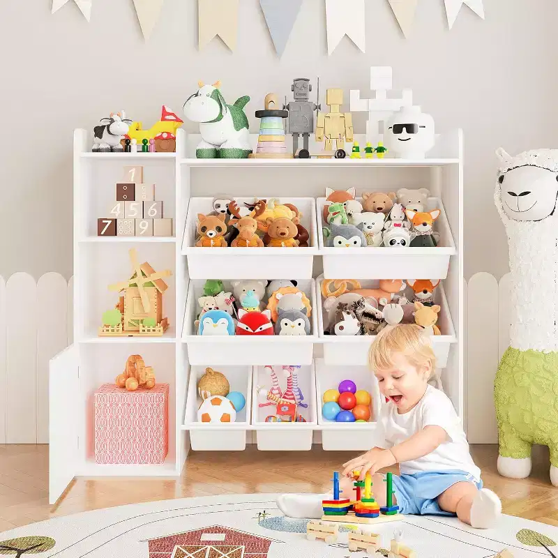 Kids Toy Storage Organizer with 8 Removable Bins & 3 Open Shelves