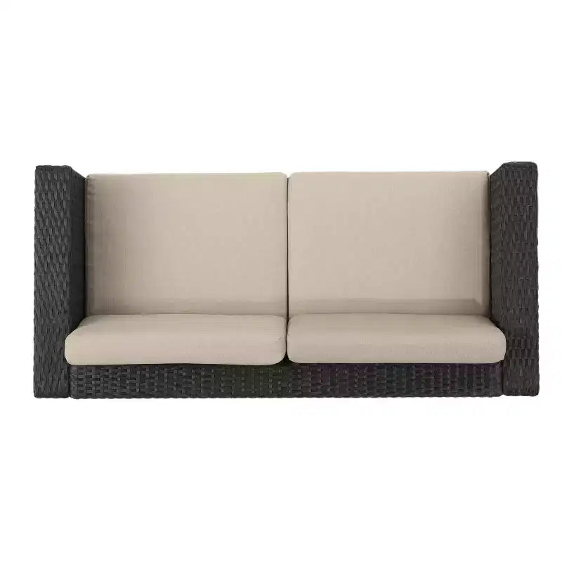 Christopher Knight Home Puerta Outdoor Wicker 4 Seater Chat Set with Cushions