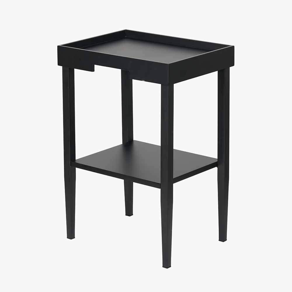 Black Wood Veneer Square Side Table