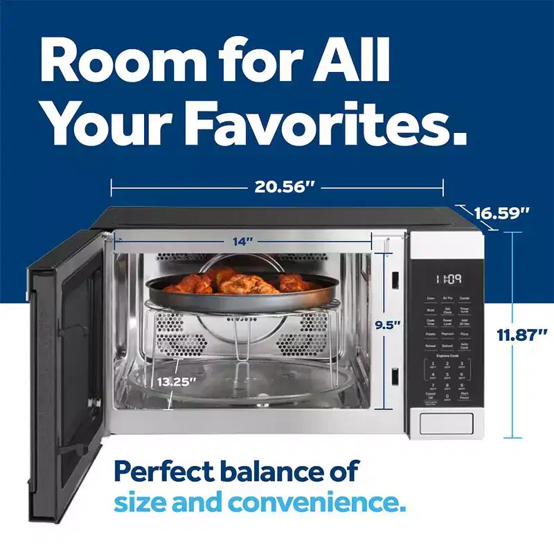 GE 3-in-1 Microwave Oven 1,050 Watts Air Fryer, Broiler & Convection 1.0 Cu.Ft