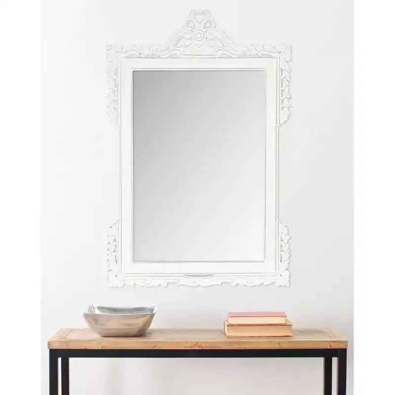 Pediment Wall Mirror 31 x 47, Gold MDF Frame, Elegant Decorative Mirror
