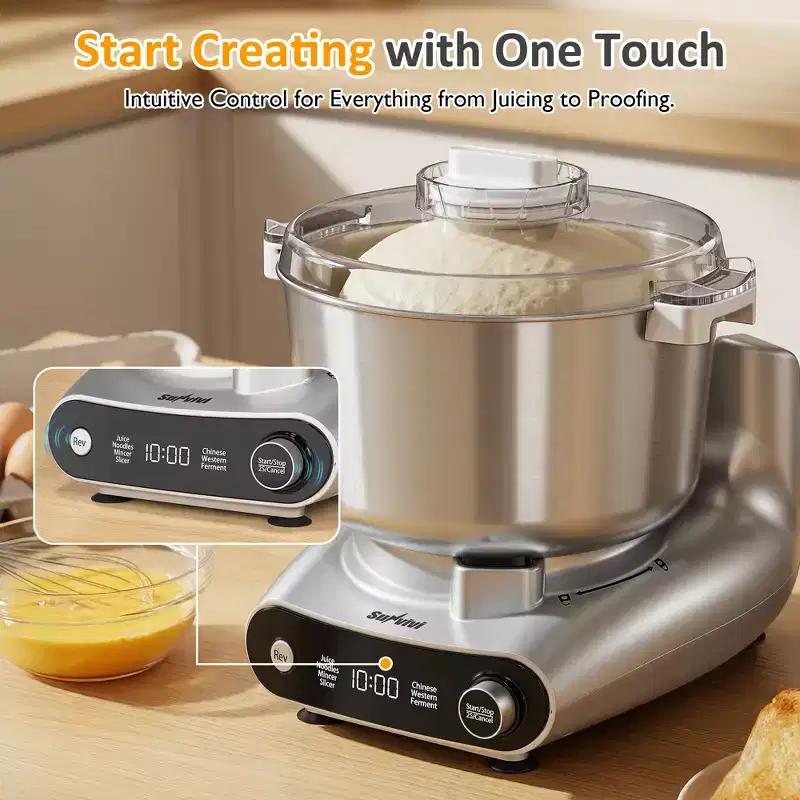 Heynemo 4-in-1 Multifunction Stand Mixer with Fermentation, 5.3QT Electric Dough Mixer for Chinese & Western Dough, Juicer, Meat Grinder, Salad Maker