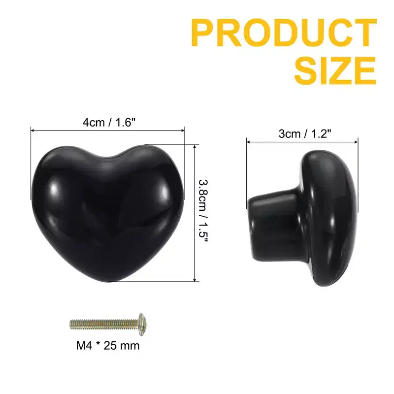 Unique Bargains Heart-Shaped Ceramic Drawer Knobs with Screw for Cupboard Wardrobe 2 Pcs