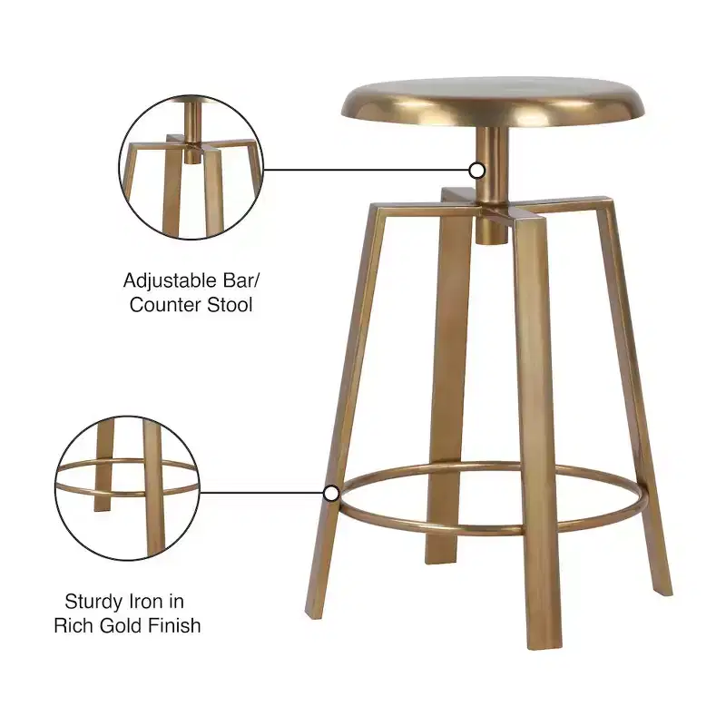 Gold Iron Adjustable Counter/Bar Stool