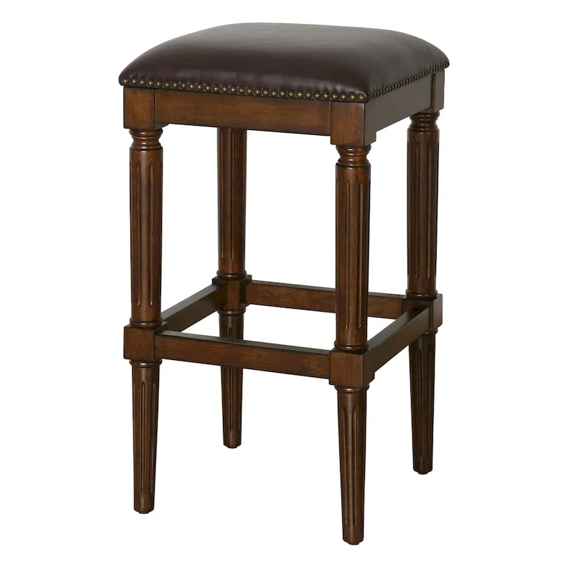 Solid Wood Square Upholstered Seat Bar Stool