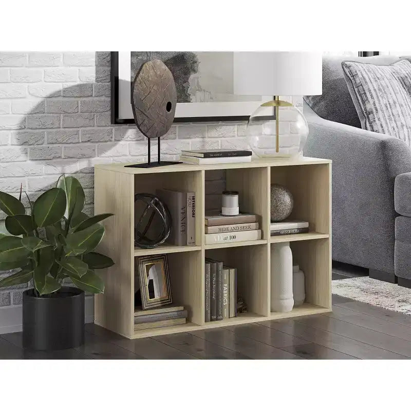 6-Cube Open Storage Organizer Bookcase, Versatile Display Unit for Home Organization, Wood Laminate