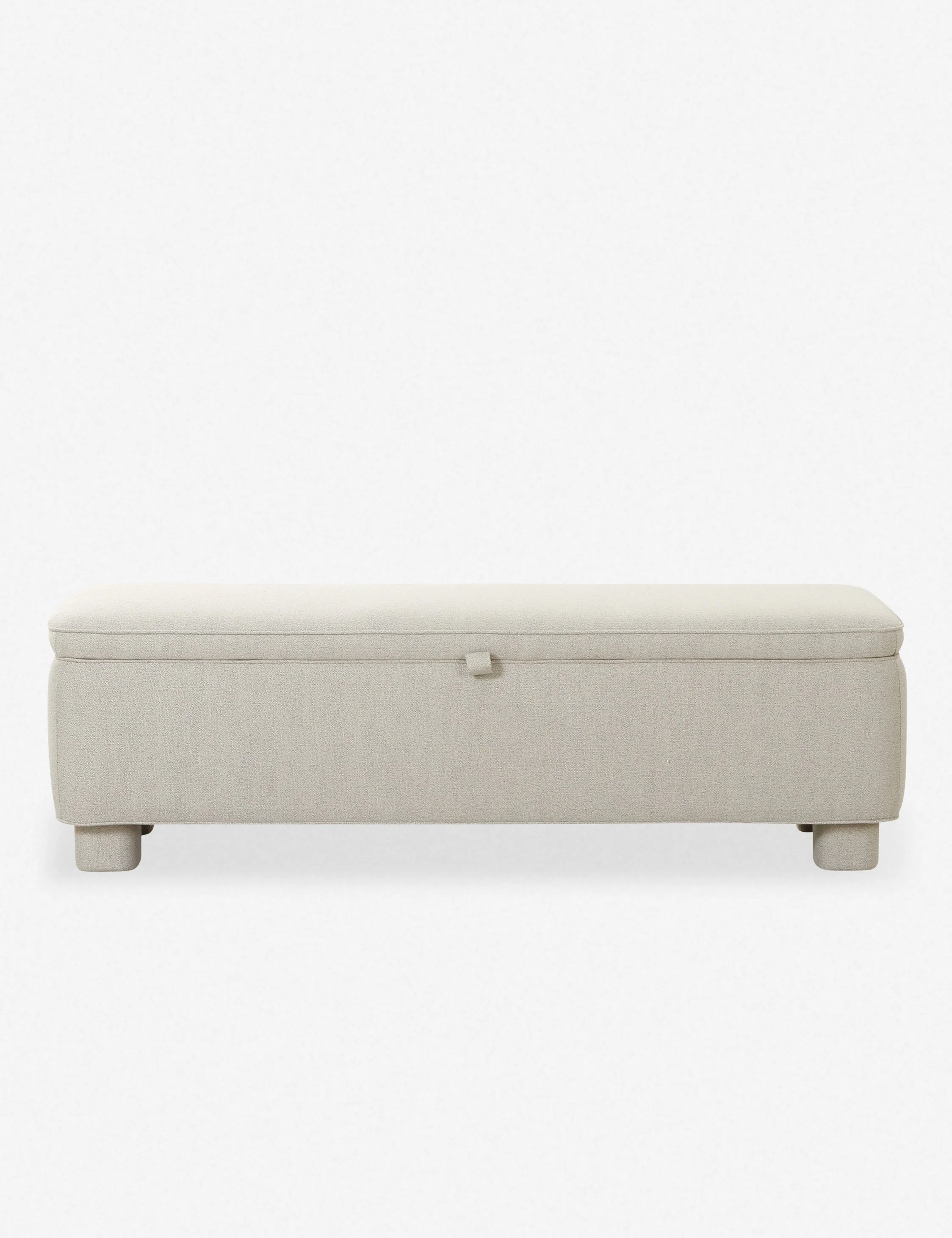 Bench - This upholstered bench is infused with timeless character, featuring inside for linens, pillows, and blankets