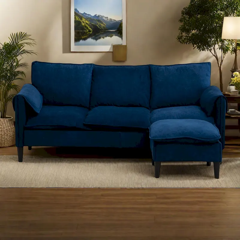 78.74 3-Seater L-Shaped Convertible Sectional Sofa with Footstools and Storage