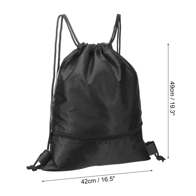 Unique Bargains Waterproof Adjustable Zip Pocket Drawstring Backpack Bags for Women Men