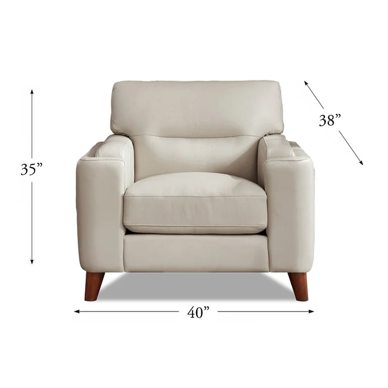 Hydeline Elm Top Grain Leather Chair With Feather, Memory Foam and Springs
