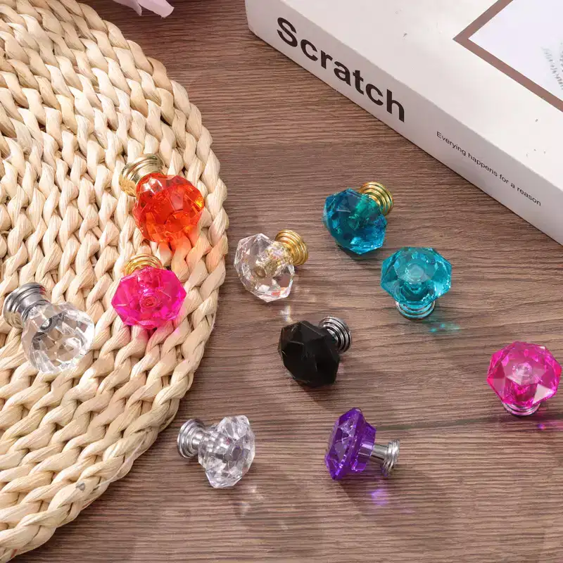 Unique Bargains Crystal Cabinet Knobs with Screw for Cupboard Wardrobe 10 Pcs
