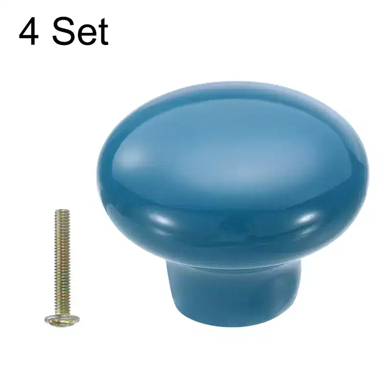Unique Bargains Round Ceramic Drawer Knobs with Screw for Cupboard Wardrobe 4 Pcs
