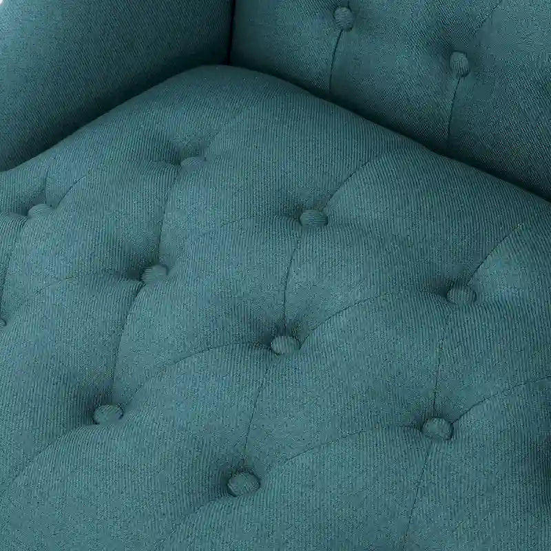 Upholstered Wingback Chair – Blue / Navy / Silver / Green, Button-Tufted Diamond Stitch, Birch Legs, Seats 1