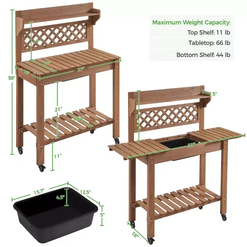 Yaheetech Outdoor Garden Potting Bench Wooden Work Station