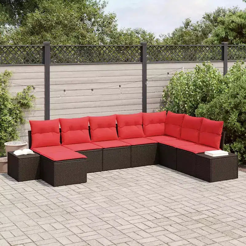 vidaXL Garden Sofa Set with Cushion 8 pcs Brown Poly rattan