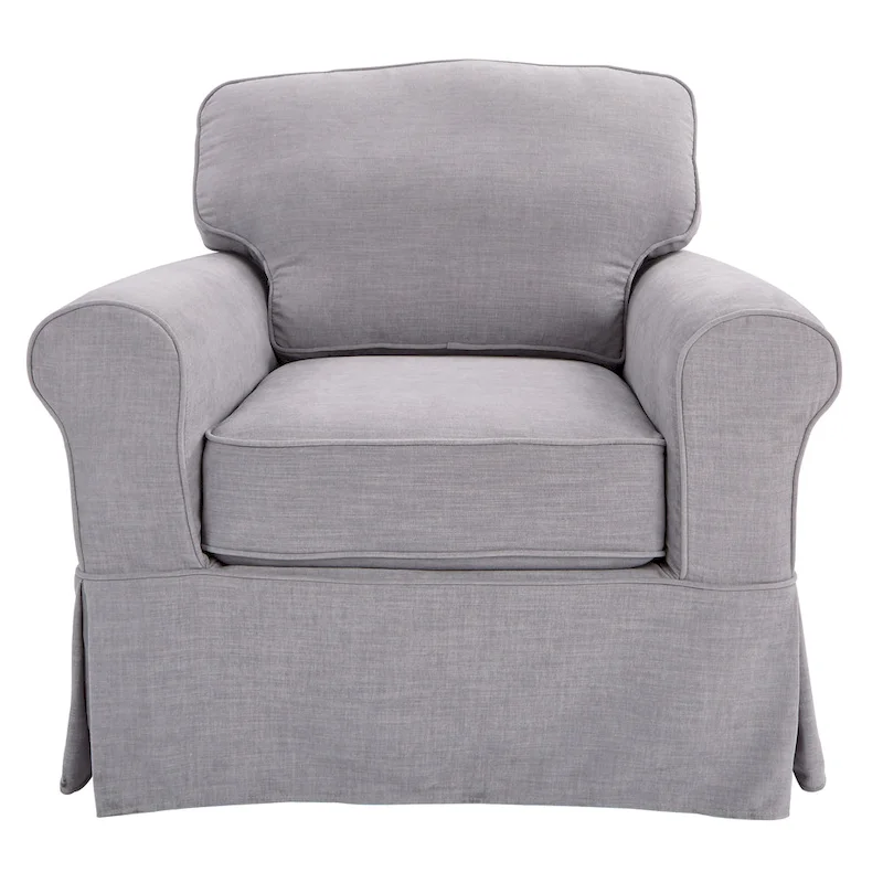 Arm Chair with Removable Washable Slip Cover – Solid Wood Frame, 3 Colors