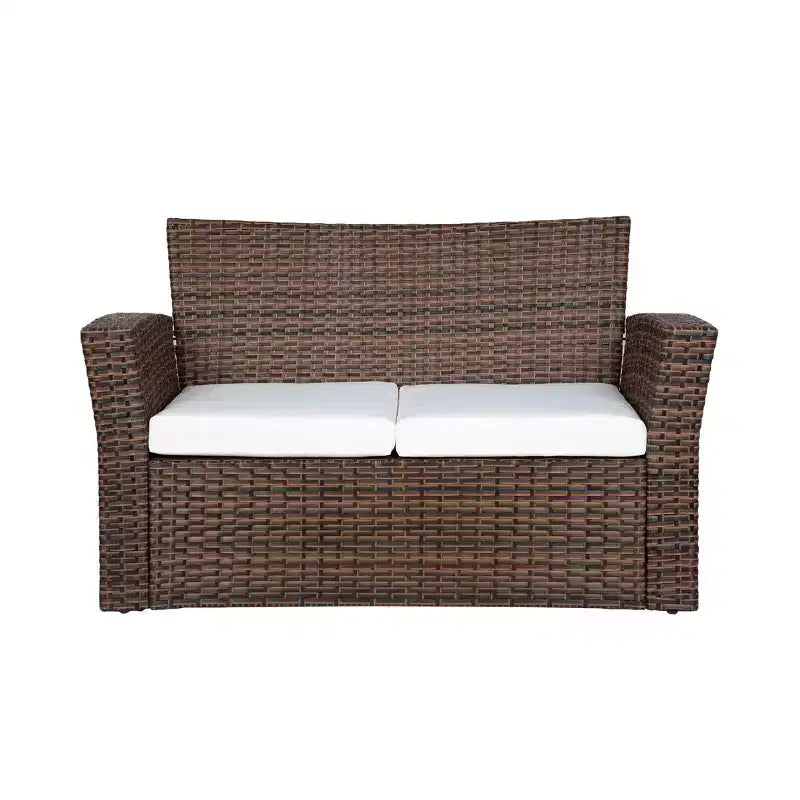 WestinTrends 4 Piece Outdoor Wicker Rattan Conversation Sofa set with Coffee table
