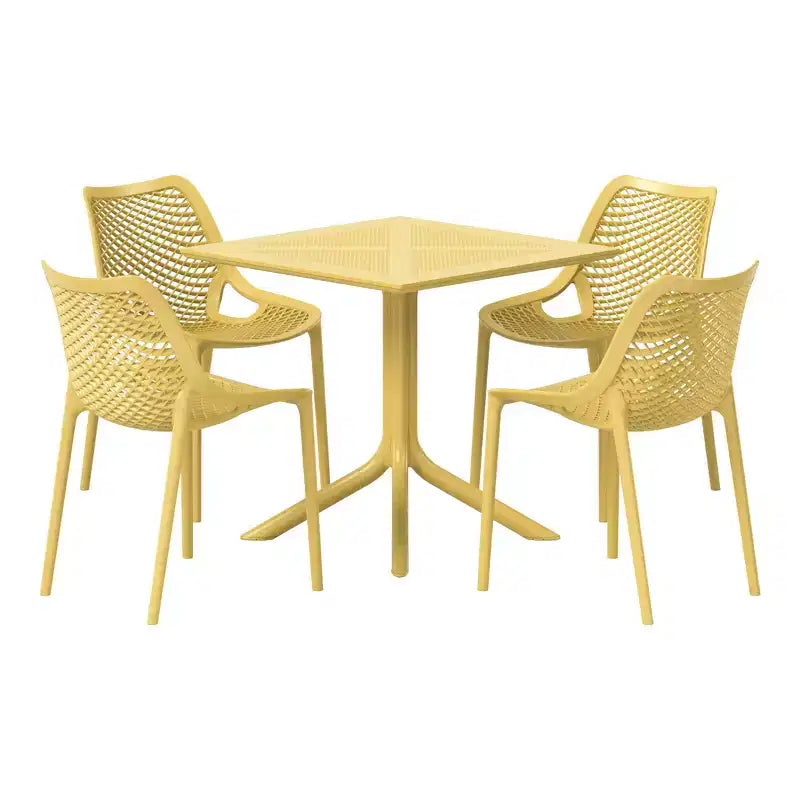 WestinTrends Playa 5-Piece Modern Square Patio Dining Table Set with Stackable Patio Dining Chairs