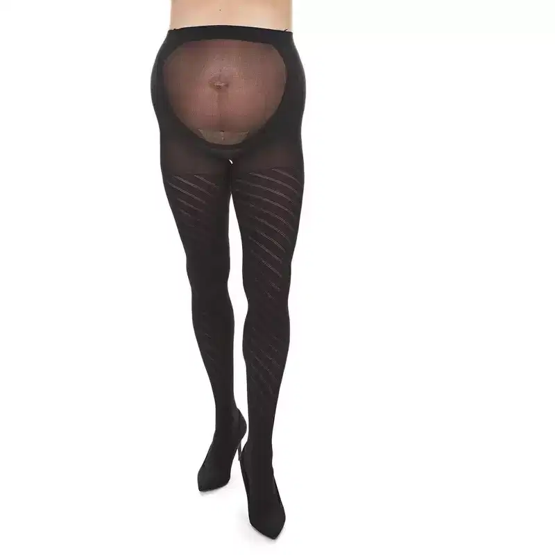 Memoi Women's Spiral Patterned Cotton Blend Maternity Tights